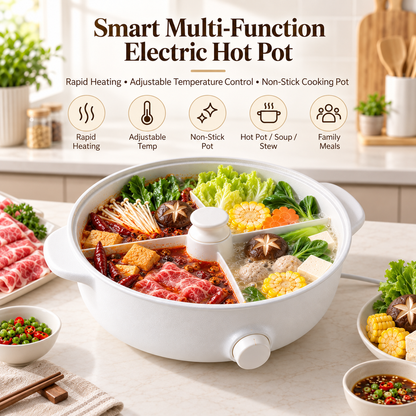 🥑✨ RIISULT Smart Multi-Function Electric Hot Pot | Rapid Heating & Adjustable Temperature Control | Non-Stick Cooking Pot | Ideal for Hot Pot, Soup, Stew & Everyday Family Meals