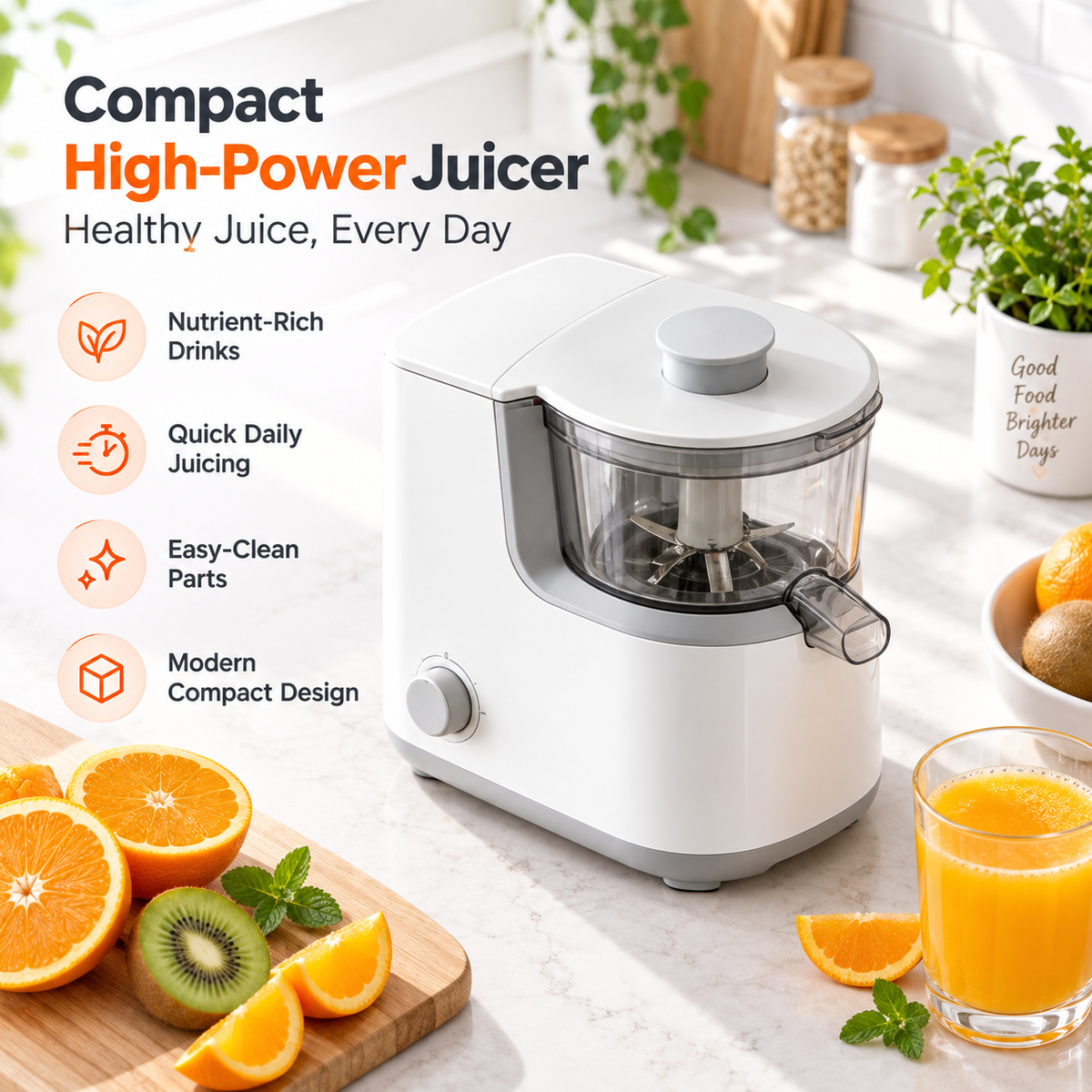 🍊✨ RIISULT Compact High-Power Juicer | Fast Fresh Juice Extraction | Smooth Nutrient-Rich Drinks | Easy-Clean Design | Simple Everyday Juicing for Modern Home Kitchens