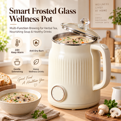 🌻✨ RIISULT Smart Frosted Glass Wellness Pot | 24-Hour Keep-Warm & Anti-Dry-Burn Protection | Multi-Function Brewing for Herbal Tea, Nourishing Soup & Everyday Healthy Drinks