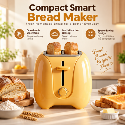 🧡✨ RIISULT Compact Smart Bread Maker | Fresh Homemade Bread with One-Touch Operation | Multi-Function Baking for Toast, Dough & Everyday Recipes | Space-Saving Design for Daily Home Use